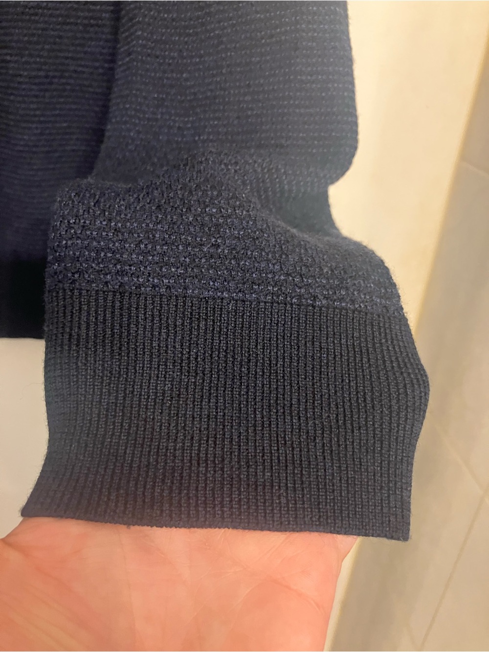 Polo Ralph Lauren 100% Merino wool Textured Quarter-Zip Sweater in navy blue XL - Picture 6 of 10